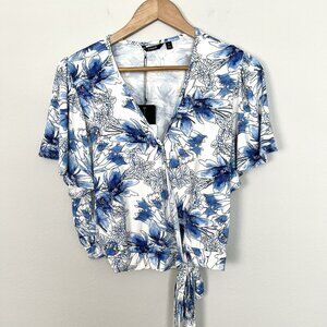 Peach Clothing Katerina‎ Top Santorini Floral Bamboo Knit Large UV Protection